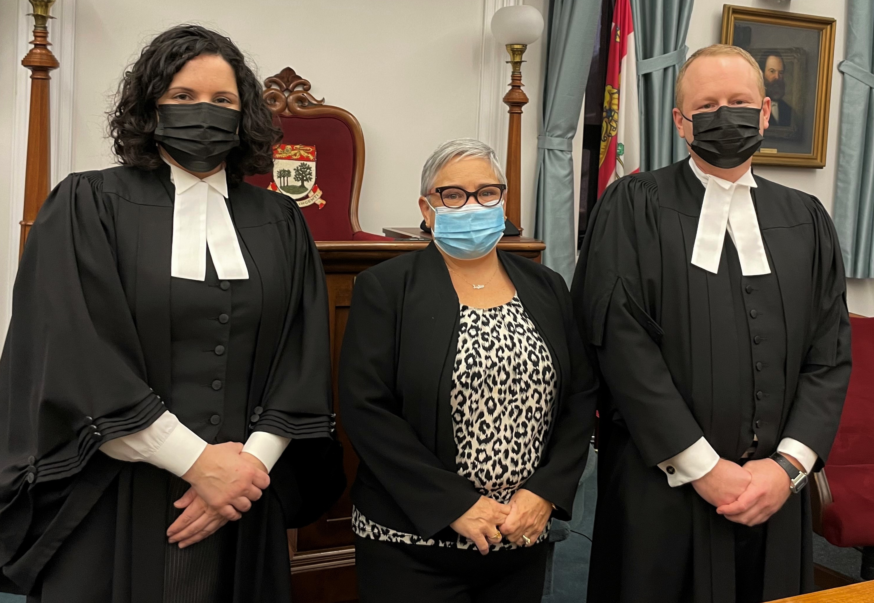 A picture of Emily Doiron, Deputy Clerk, and Joseph Jeffrey, Clerk, with Sandra Hermiston, Ombudsperson.