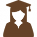 An icon of a female student wearing a graduation cap